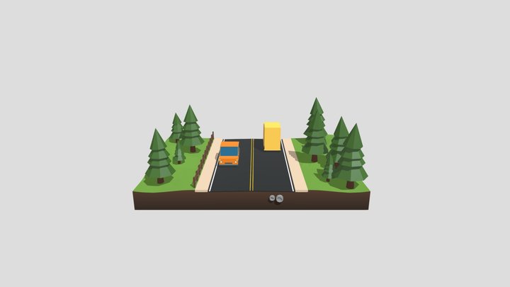 Low poly scene 3D Model