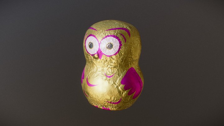 Gold Foil Wrapped Chocolate Owl 3D Model