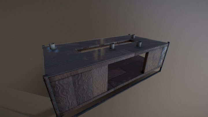 Vintage fake-Acacia Table 3D Model