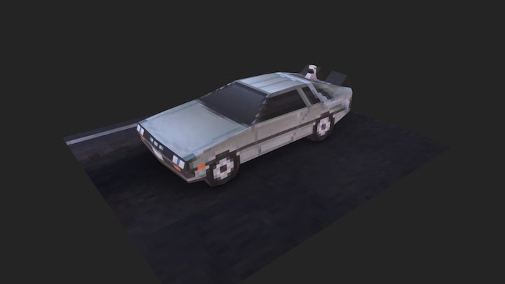 Low-poly DeLorean 3D Model