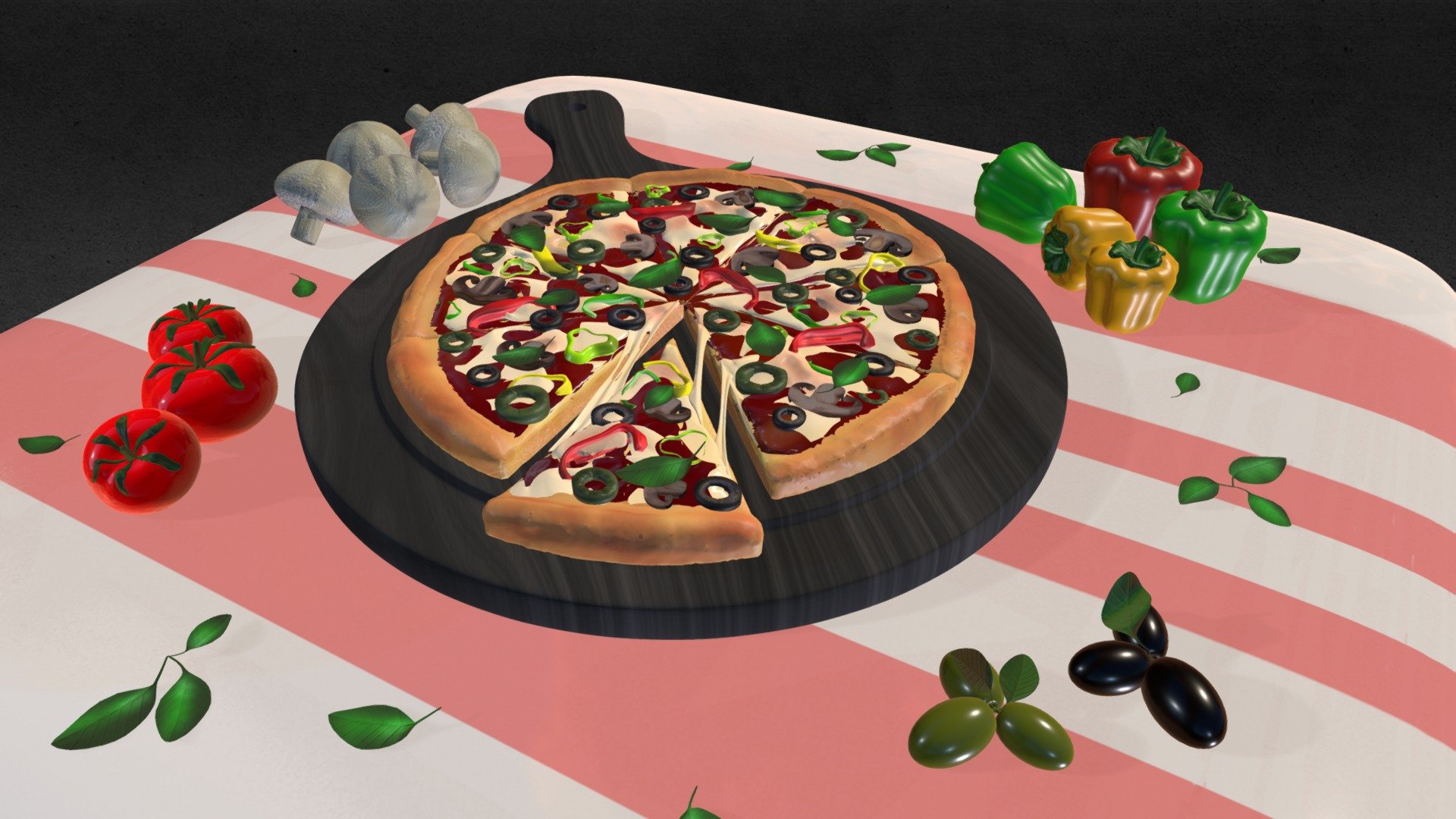 Boîte à pizza en papier artisanal octogonale gréée pour Modo modèle 3D $29  - .lxo - Free3D