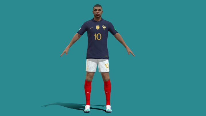 3D Rigged  Kylian Mbappe France Worldcup 2022 3D Model