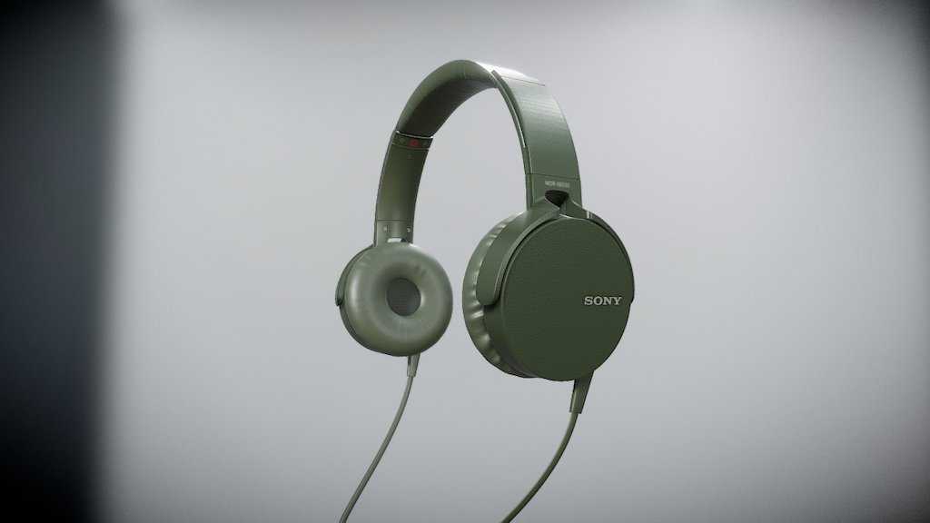 Sony MDR-XB550AP Headphones (Green) — Sketchfab embed 3D viewer