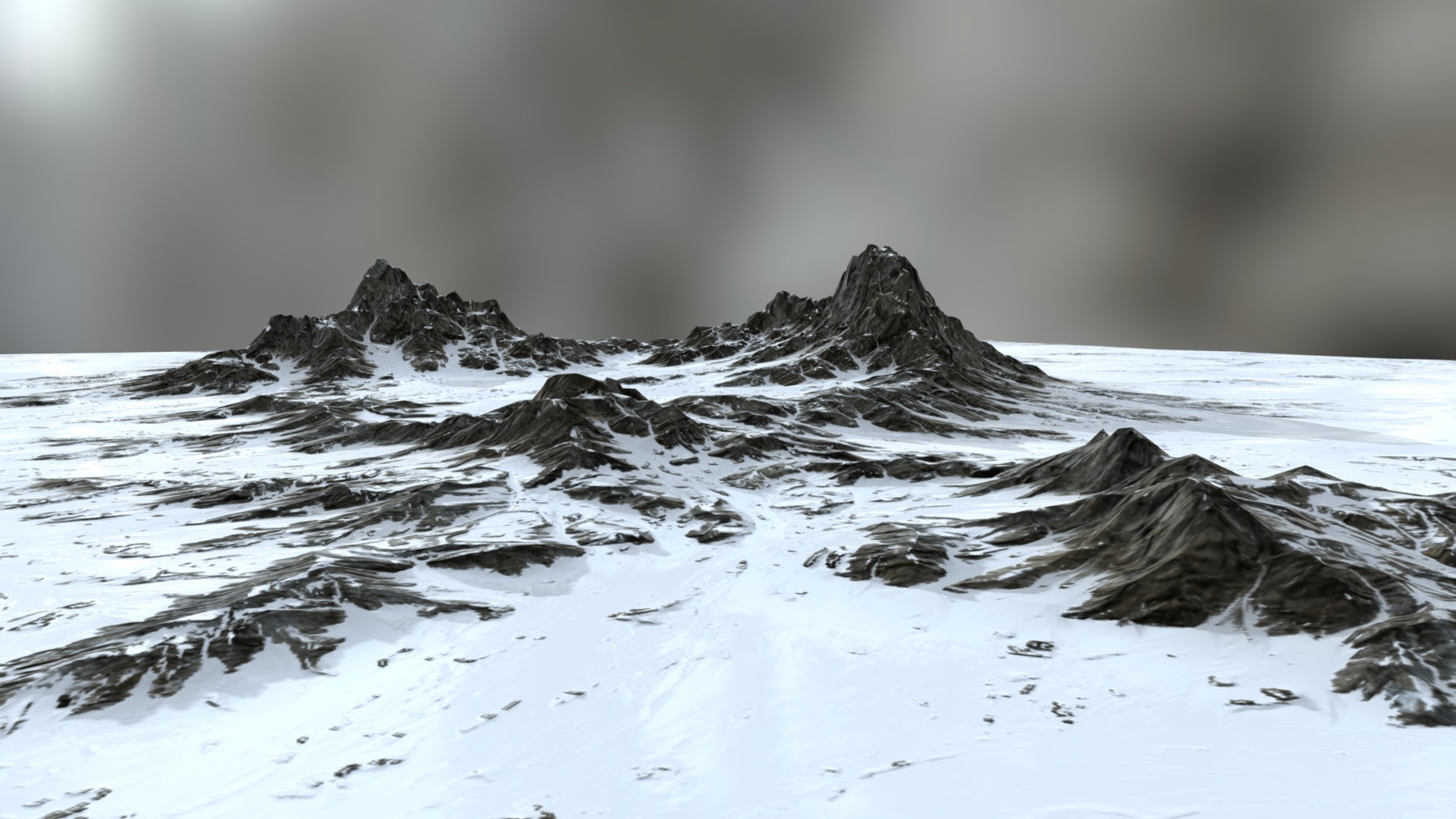 3D model Terrain Alpine 4k - This is a 3D model of the Terrain Alpine 4k. The 3D model is about a snowy landscape with a rocky mountain.