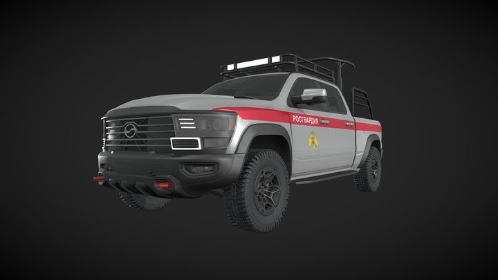 Rus Guard Pickup Truck ZX Animated 3D Model