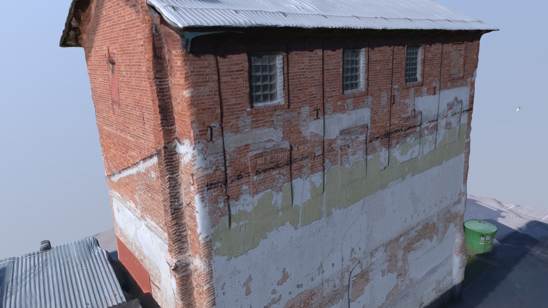 3D model Red Brick Building - This is a 3D model of the Red Brick Building. The 3D model is about a brick building with graffiti on it.