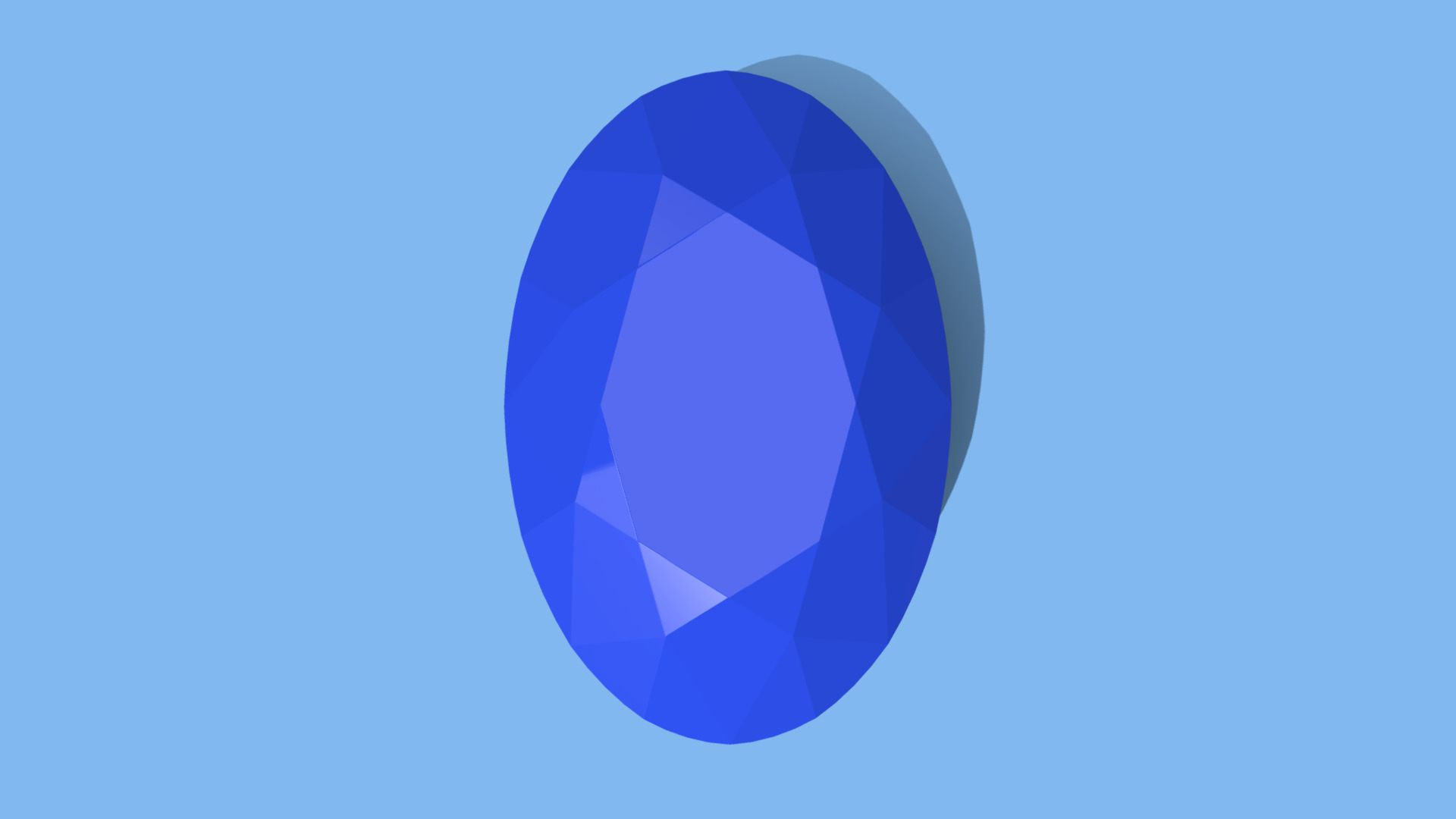 3D model Sapphire Gem – Oval Cut - This is a 3D model of the Sapphire Gem - Oval Cut. The 3D model is about a blue logo with a white circle.