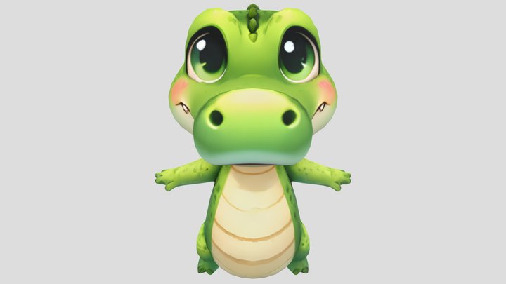 Chompy The Cheerful Crocodile 3D Model Lowpoly 3D Model