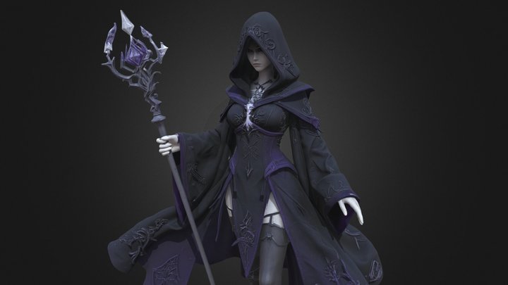 Dark Fantasy Sorceress, Crystal Staff – Modelo 3D gratuito STL