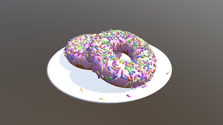 Donuts on a plate 3D Model