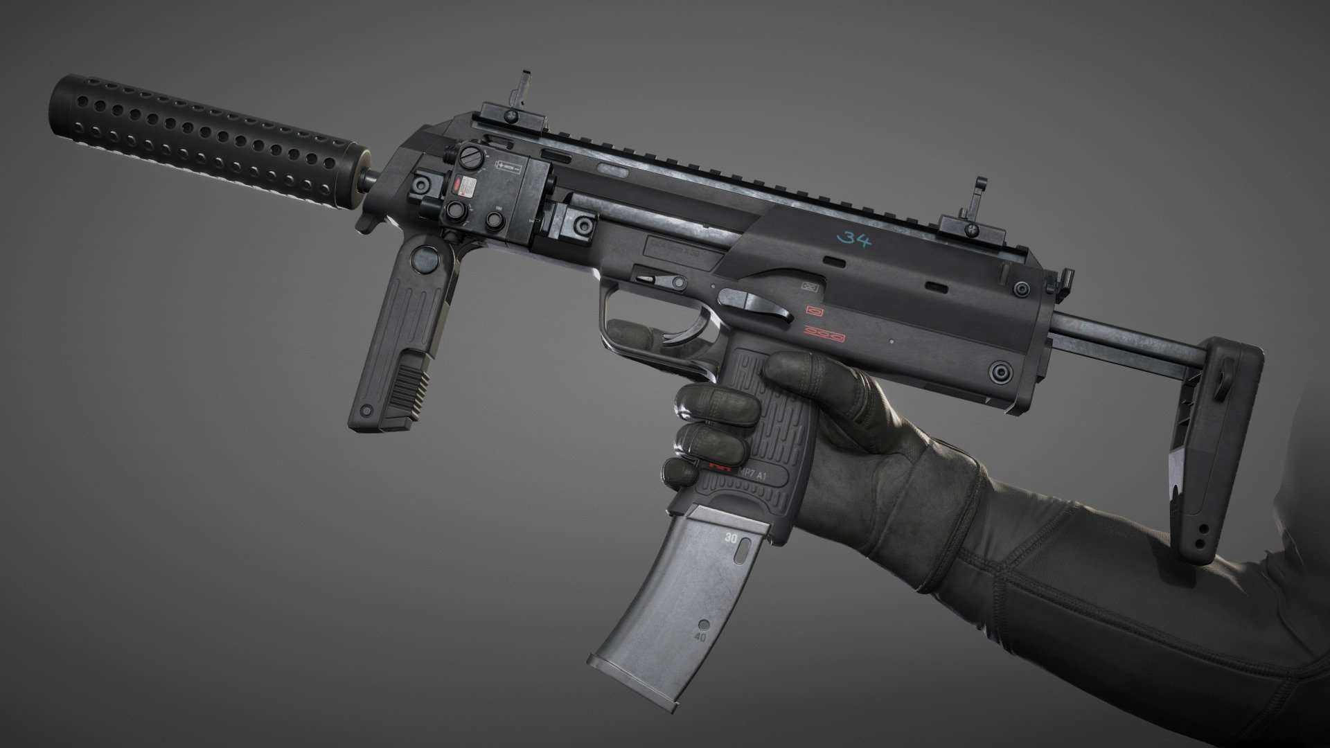 Heckler Koch MP7 3D Model By Rico Peters ryko777 a30be4d 