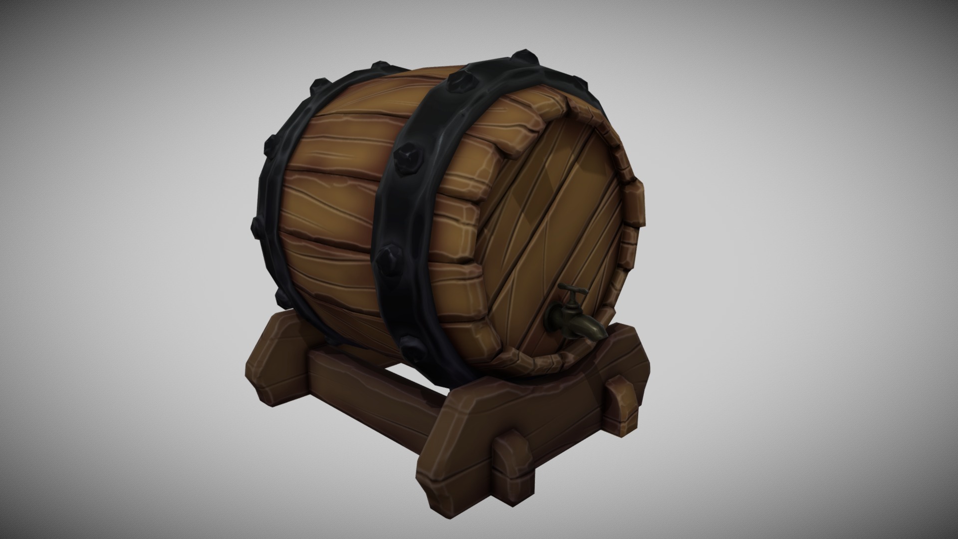3D model Stylized Barrel - This is a 3D model of the Stylized Barrel. The 3D model is about a brown helmet on a white background.