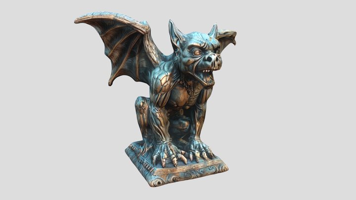 Macabre Gargoyle Statue 3D Model