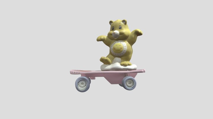 Yellow Care Bear on skateboard 3D Model