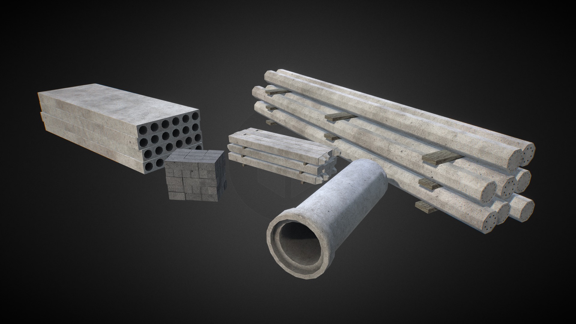 3D model Construction Materials Set #1 - This is a 3D model of the Construction Materials Set #1. The 3D model is about a few metal pieces.