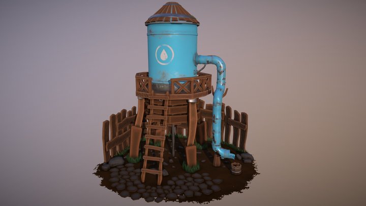 Stylized Water Tower 3D Model