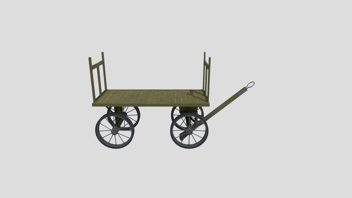 Railroad Baggage Cart 3D Model