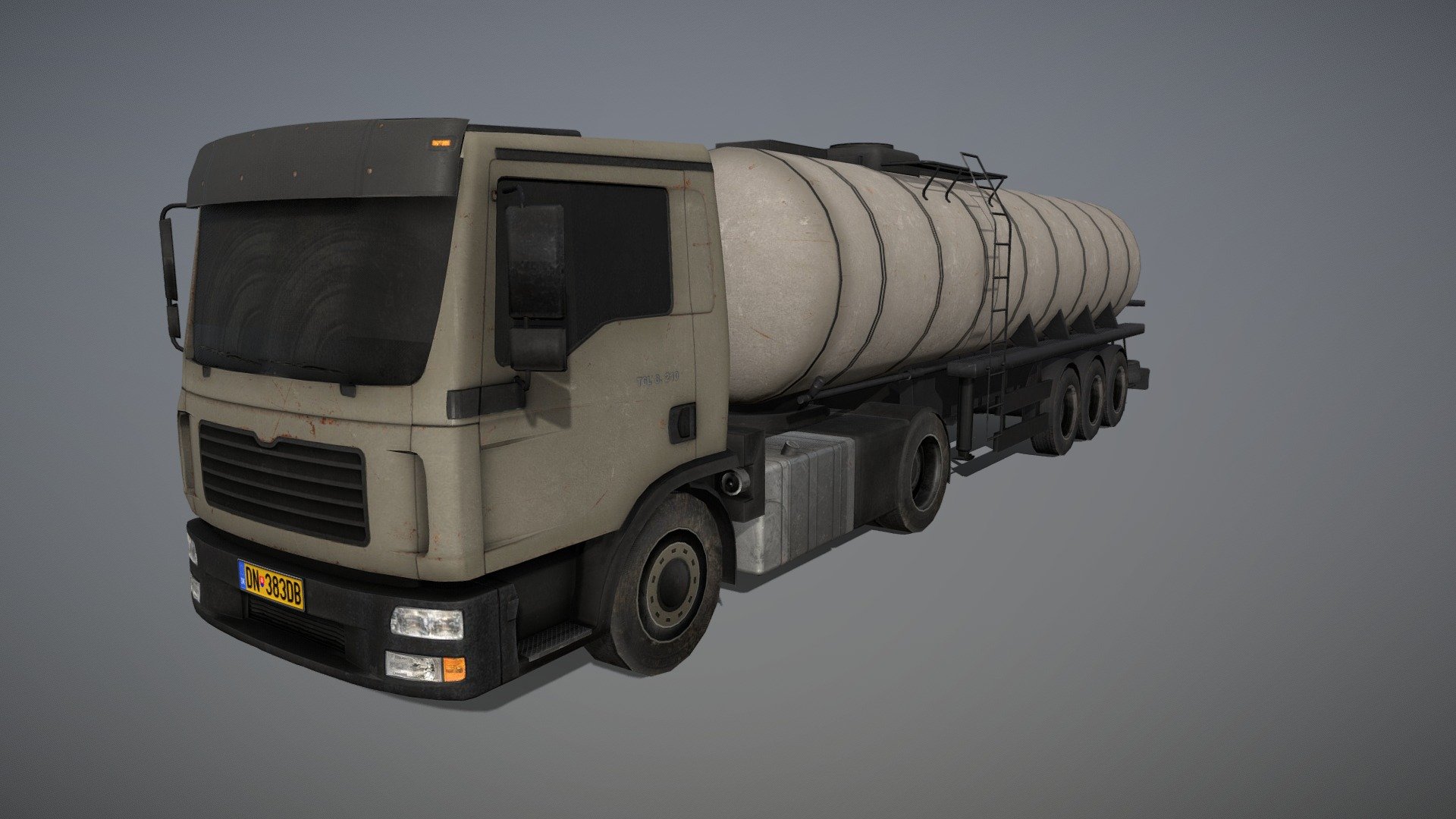 Low Poly Truck With Trailer