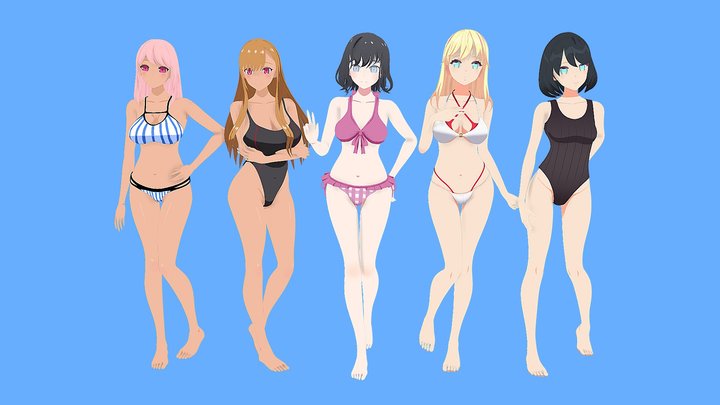 5 Anime Bikini Girls ↓ GET THIS MODEL ↓ 3D Model