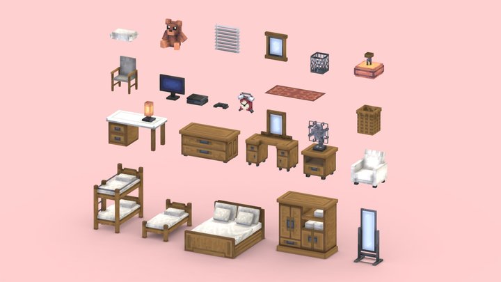 Minecraft Bedroom 3D Model