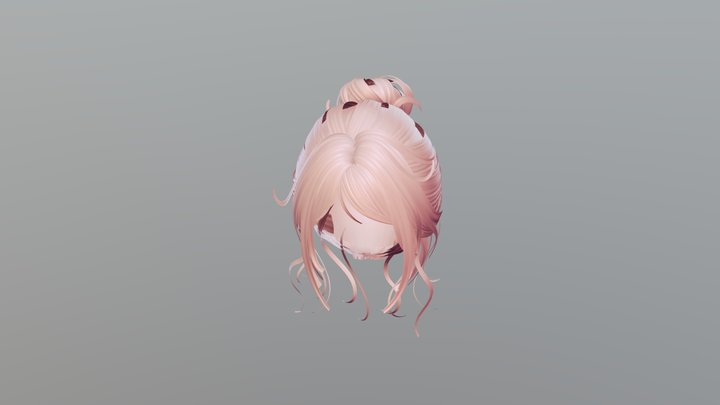 white-hair-with-bun-with-bones (3) 3D Model