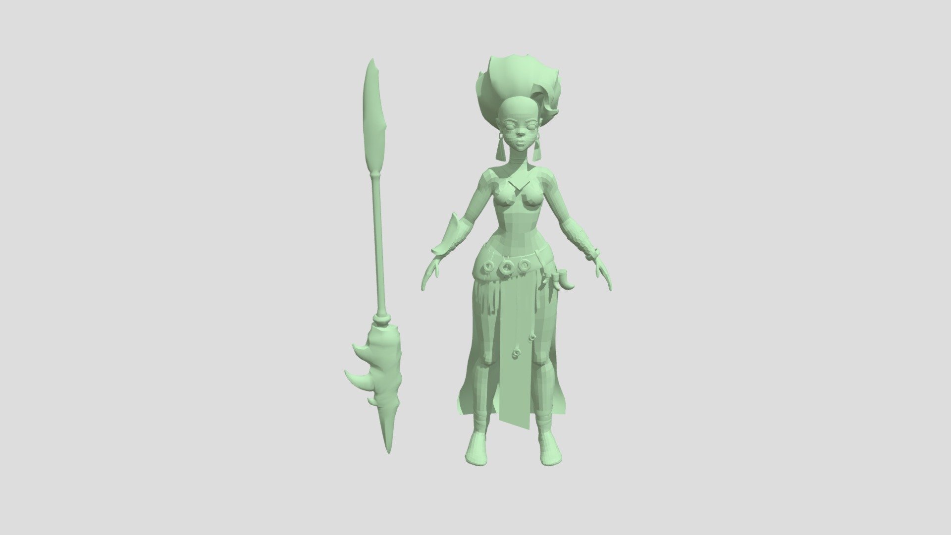 Retopology woman with a spear