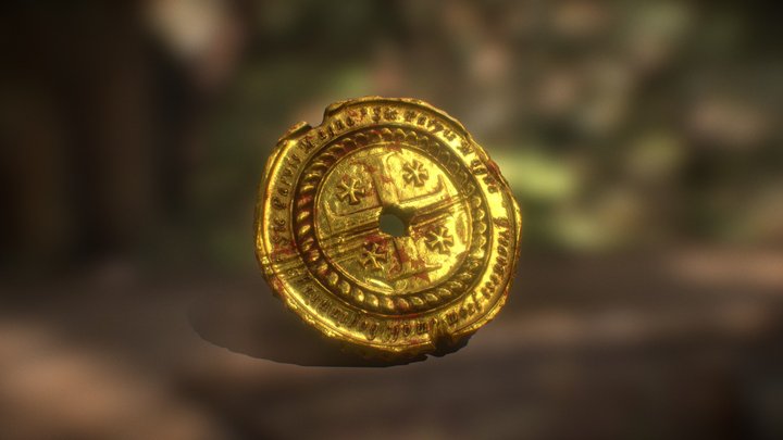 Sic Parvis Magna old gold coin 3D Model