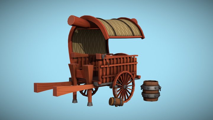Wooden cart 3D Model