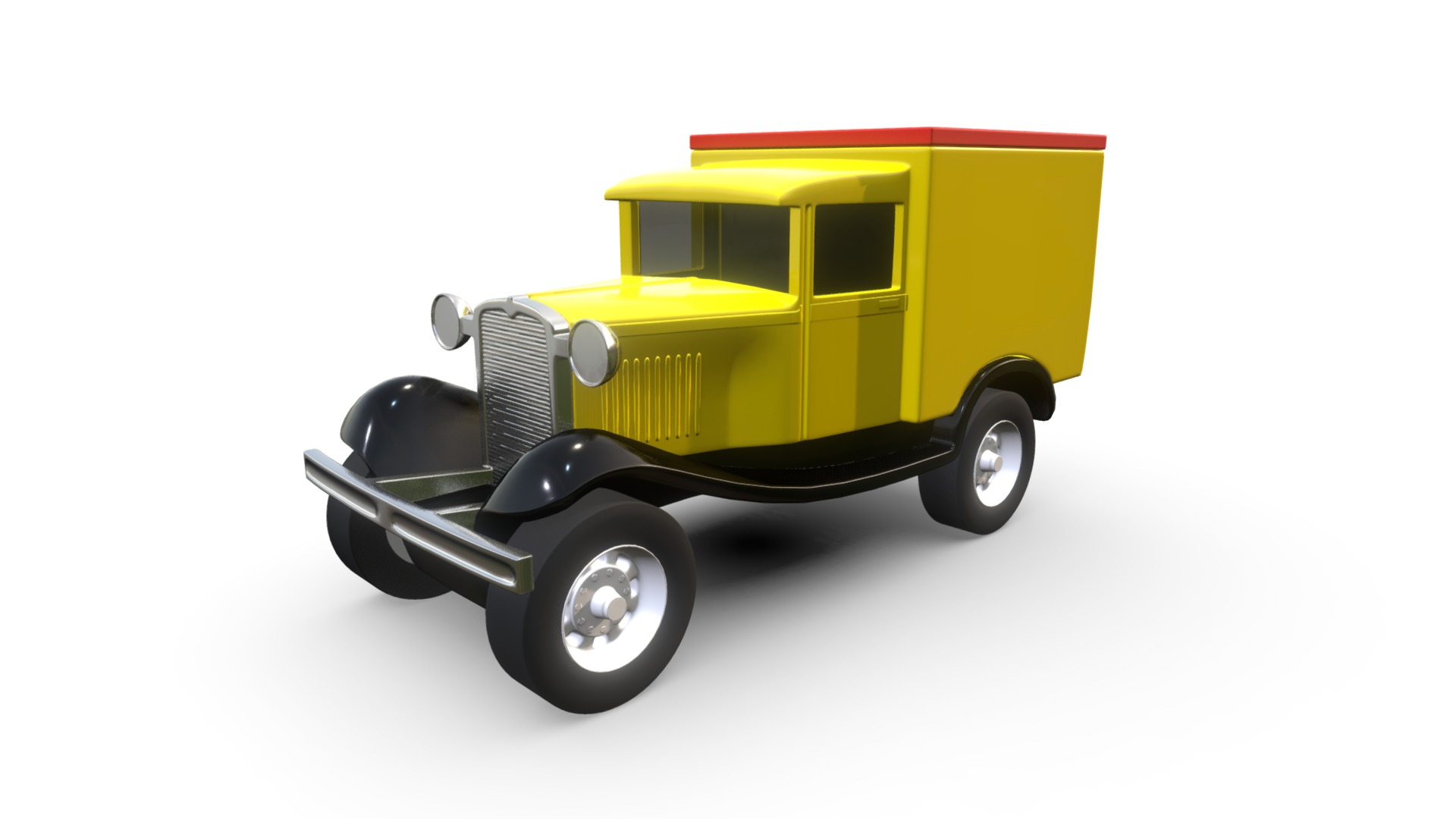 3D model Toy Delivery Truck - This is a 3D model of the Toy Delivery Truck. The 3D model is about a toy car on a white background.