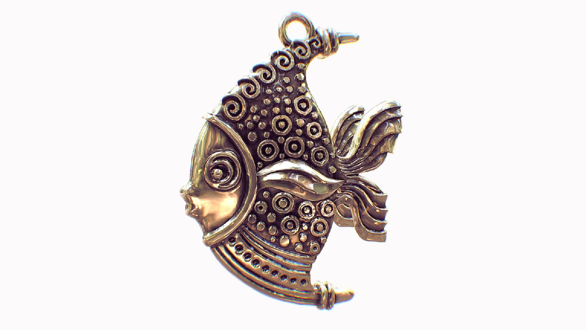 3D model AngleFish - This is a 3D model of the AngleFish. The 3D model is about a metal dragon with a gold chain.