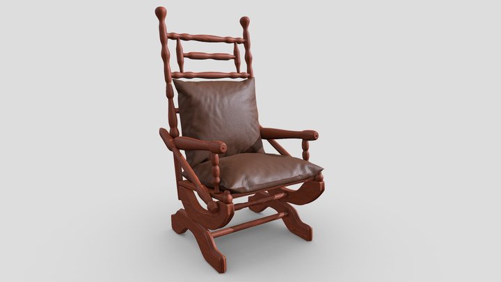 Chair with leather cushions 3D Model