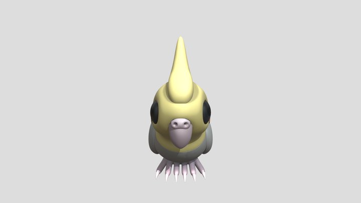 A stylized 3D cockatiel bird model 3D Model