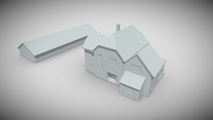 House 1 and triple Cartshed 3D Model