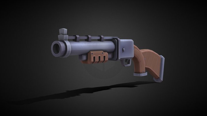 Low poly Stylized Shotgun – Free 3D Model STL