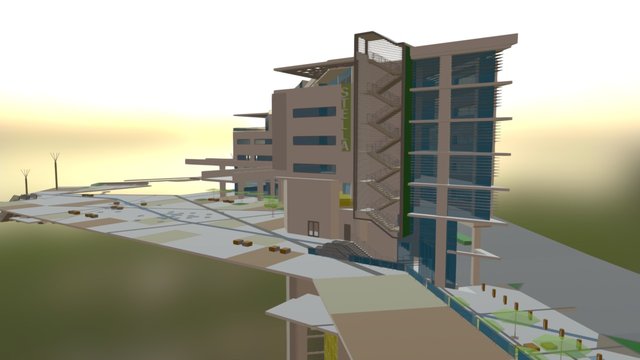 MODERN BUILDING MIXED USE & OFFICES 3D Model