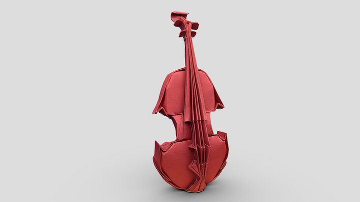 Red Origami Violin. Gen Hagiwara. Final version 3D Model