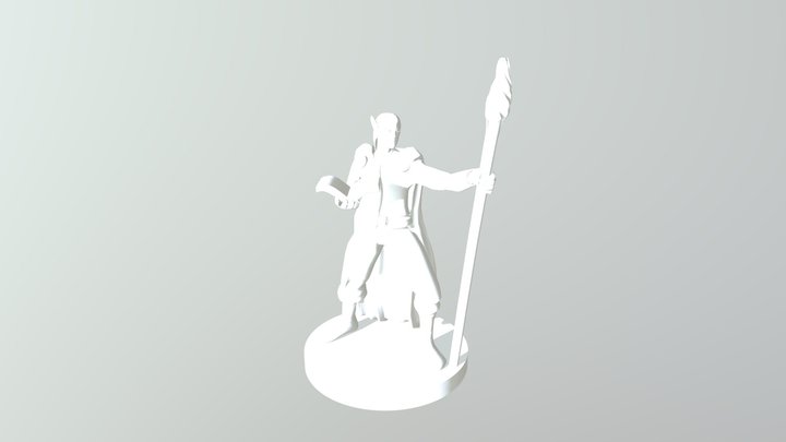 Elf Wizard Fireball Staffblend 3D Model