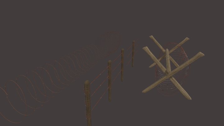 Wire Obstacle/ Defence Set 3D Model