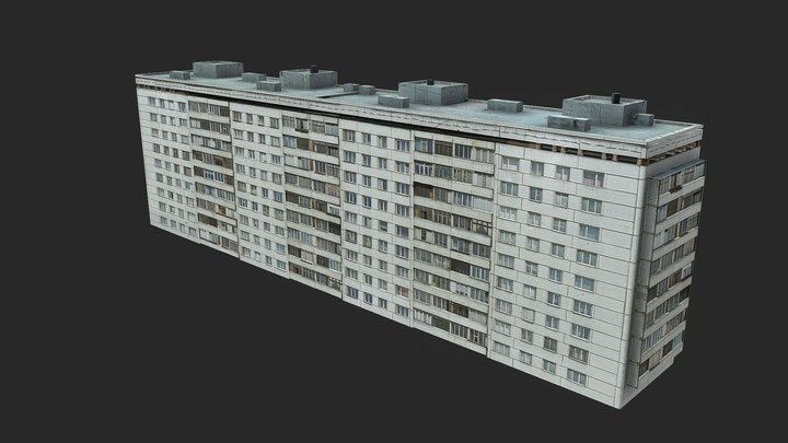 Big Soviet Panel House [Lowpoly] 3D Model