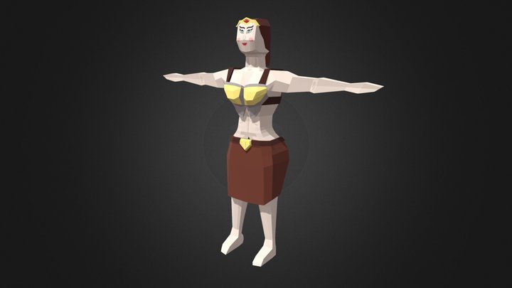 Lowpoly Scandinavian Woman Warrior 3D Model
