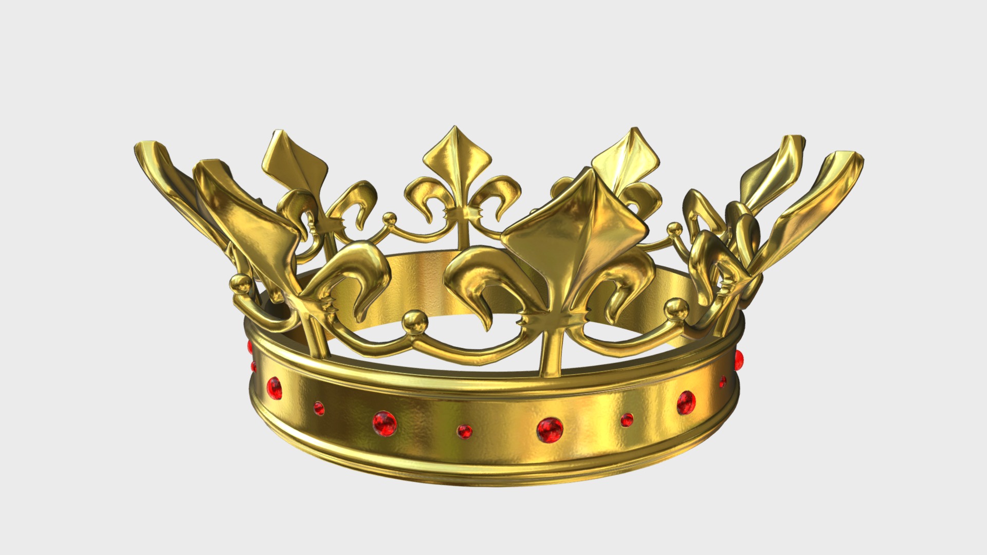 3D model Gold crown with gems 1 - This is a 3D model of the Gold crown with gems 1. The 3D model is about a gold and green hat.