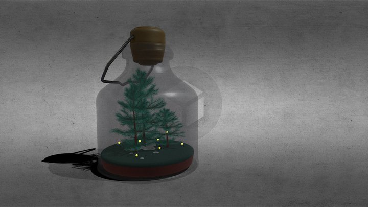 Forest in a glass bottle 3D Model