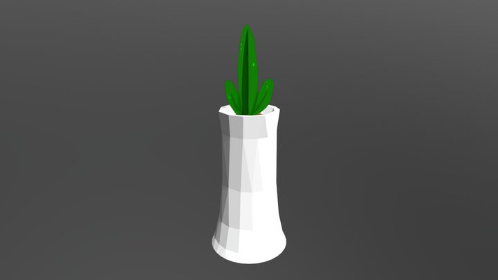Hand Painted Low Poly Flower Pot #2 3D Model