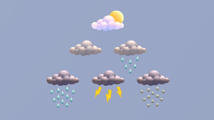 SketchfabWeekly - Cloud - Cloud weather symbols 3D Model