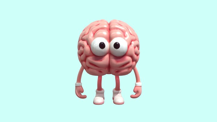 Cartoon Brain Character 3D Model