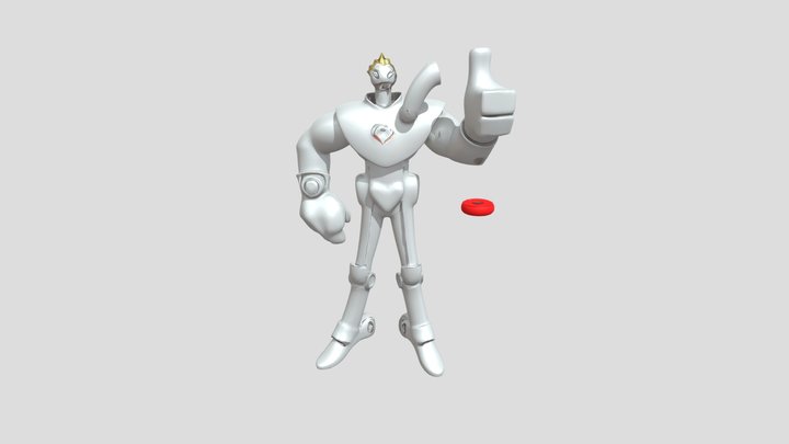 robotic character with heart symbols 3D Model