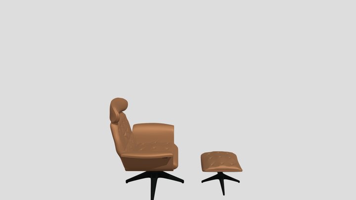Armchair with footrest 3D Model