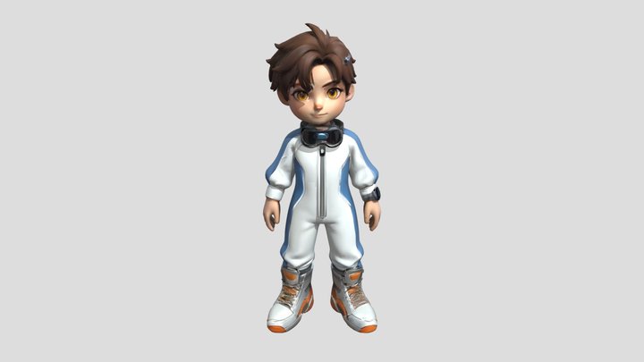 Cartoon boy in jumpsuit 3D Model