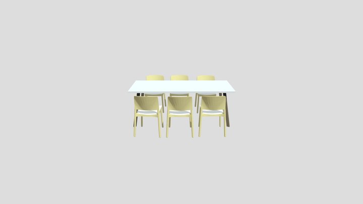 Scandinavian Table & Chairs 3D Model