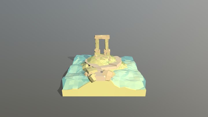 Apollon door naxos low poly 3D Model